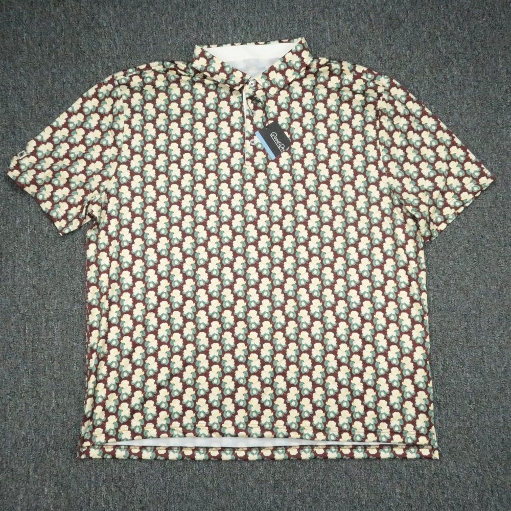 Good Good Golf Shirt Mens XXL Brown Floral Grand Entrance Polo Performance SS